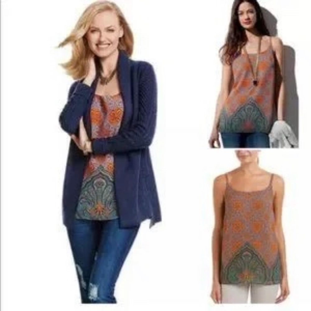 CAbi Arabesque Cami Top SZ XL Paisley Print Tank Floral 3082